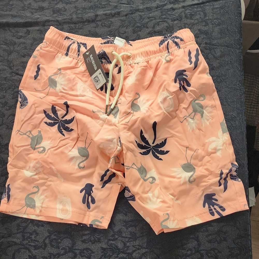 Peach and Navy Swim Board Shorts